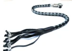 GRAY BLACK - PU Leather Motorcycle Whip Get Back whip with Skull Tassles 36" - Image 7