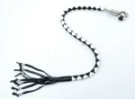 WHITE BLACK - PU Leather Motorcycle Whip Get Back whip with Skull Tassles 36" - Image 8