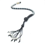 GRAY BLACK - PU Leather Motorcycle Whip Get Back whip 1" Ball & Skulls 36"