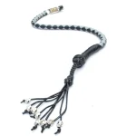 GRAY BLACK - PU Leather Motorcycle Whip Get Back whip 1" Ball & Skulls 36"