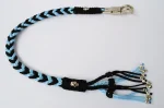 POWDER BLUE BLACK - Paracord Motorcycle Biker Whip Get Back whip Metal Skulls 36" - Image 8