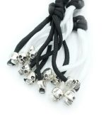 WHITE BLACK - Paracord Motorcycle Biker Whip Get Back whip Metal Skulls 36" - Image 8