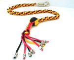 YELLOW RED BLACK -Paracord Motorcycle Whip Get Back whip 1" Ball & Skulls 36"