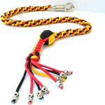 YELLOW RED BLACK -Paracord Motorcycle Whip Get Back whip 1" Ball & Skulls 36"