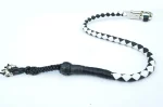 BLACK WHITE - PU Leather Motorcycle Whip Get Back whip 1" Ball & Skulls 36" - Image 8