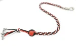 RED WHITE BLACK - Paracord Motorcycle Whip Get Back whip 1" Ball & Skulls 36"