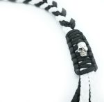 WHITE BLACK - Paracord Motorcycle Biker Whip Get Back whip Metal Skulls 36" - Image 9