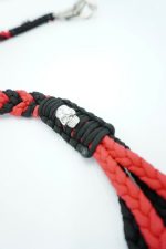 RED BLACK - Paracord Motorcycle Biker Whip Get Back whip Metal Skulls 36" - Image 9