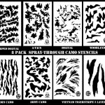 COMBO PACK  ? Camouflage Stencils Spray Paint Through ? MYLAR 8 PACK