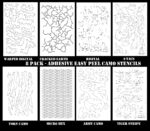 Camouflage EasyPeel Spray Paint Cerakote Camo Gun Model Stencils MIXED 8 PACK