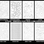 Camouflage EasyPeel Spray Paint Cerakote Camo Gun Model Stencils MIXED 8 PACK