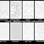 COMBO PACK ? Camouflage Spray Paint Gun Stencils ADHESIVE Stick-on 8 PACK