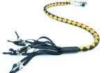 YELLOW BLACK - PU Leather Motorcycle Whip Get Back whip with Skull Tassles 36"