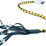 YELLOW BLACK - PU Leather Motorcycle Whip Get Back whip with Skull Tassles 36"