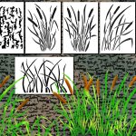 Camo Duck boat stencils Set - Cattails, Bark, Grass
