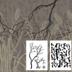 Duck Boat Camo Stencil Set - Wheat, Bark, Gnarly Branch