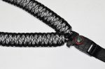 WHITE / BLACK - Paracord Single Point Tactical Rifle Sling with compass, flint, whistle buckle. - Image 5