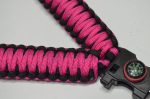 HOT PINK - Paracord Single Point Tactical Rifle Sling with compass, flint, whistle buckle. - Image 6
