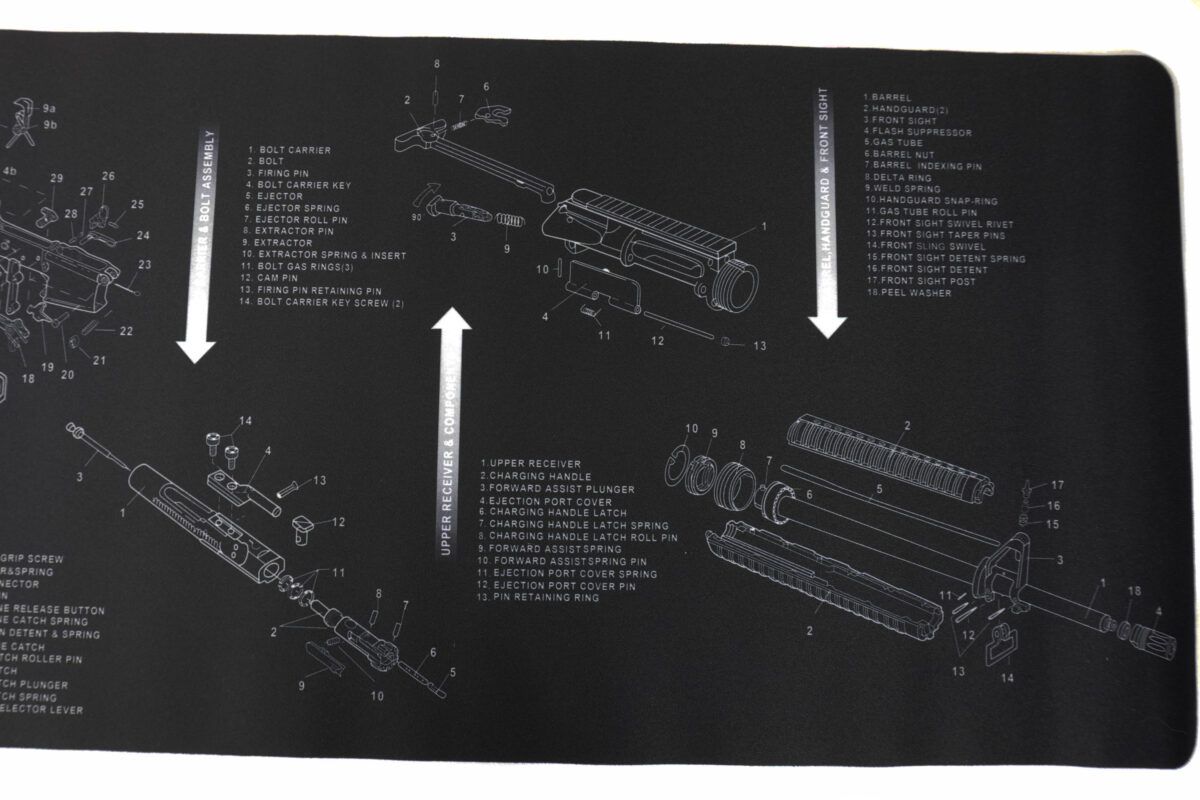Gun Cleaning Mat for AR15 Breakdown Schematics AR-15 Parts Diagram ...