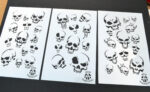 SKULLS - Mylar Camo Skull Gun Spray Painting Stencils RC Model Airbrush 3 PACK - Image 2
