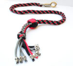 GRAY RED BLACK - Paracord Motorcycle Whip Get Back whip 1" Ball & Skulls 36" - Image 2