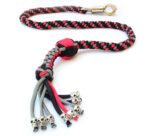 GRAY RED BLACK - Paracord Motorcycle Whip Get Back whip 1" Ball & Skulls 36"
