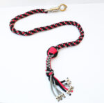 GRAY RED BLACK - Paracord Motorcycle Whip Get Back whip 1" Ball & Skulls 36" - Image 3