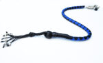 BLUE BLACK - PU Leather Motorcycle Whip Get Back whip 1" Ball & Skulls 36" - Image 3