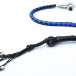 BLUE BLACK - PU Leather Motorcycle Whip Get Back whip 1" Ball & Skulls 36"