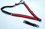 RED BLACK - Paracord Single Point Tactical Rifle Sling with compass, flint, whistle buckle. - Image 8