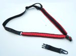 RED BLACK - Paracord Single Point Tactical Rifle Sling with compass, flint, whistle buckle. - Image 5