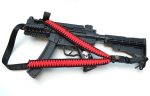 RED BLACK - Paracord Single Point Tactical Rifle Sling with compass, flint, whistle buckle. - Image 6