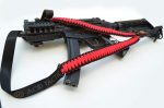 RED BLACK - Paracord Single Point Tactical Rifle Sling with compass, flint, whistle buckle. - Image 4