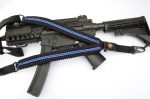 THIN BLUE LINE - Paracord Single Point Tactical Rifle Sling with compass, flint, whistle buckle. - Image 6