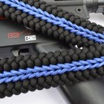 THIN BLUE LINE - Paracord Single Point Tactical Rifle Sling with compass, flint, whistle buckle.