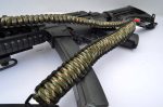 CAMO / BLACK - Paracord Single Point Tactical Rifle Sling with compass, flint, whistle buckle. - Image 4