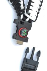 BLACK / WHITE ? Paracord Single Point Tactical Rifle Sling with compass, flint, whistle buckle. - Image 5