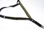 CAMO / BLACK - Paracord Single Point Tactical Rifle Sling with compass, flint, whistle buckle. - Image 2