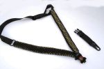 CAMO / BLACK - Paracord Single Point Tactical Rifle Sling with compass, flint, whistle buckle. - Image 6