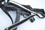 BLACK / WHITE ? Paracord Single Point Tactical Rifle Sling with compass, flint, whistle buckle. - Image 2