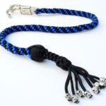 BLUE BLACK - Paracord Motorcycle Whip Get Back whip 1" Ball & Skulls 36"
