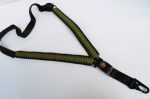 GREEN / BLACK - Paracord Single Point Tactical Rifle Sling with compass, flint, whistle buckle. - Image 6