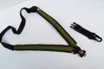 GREEN / BLACK - Paracord Single Point Tactical Rifle Sling with compass, flint, whistle buckle. - Image 4