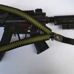 GREEN / BLACK - Paracord Single Point Tactical Rifle Sling with compass, flint, whistle buckle.