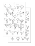 PUNISHER SKULL CLUSTERS - Camouflage Airbrush Mask Gun RC Model Stencils ADHESIVE 4 PACK - Image 13