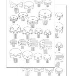 PUNISHER SKULLS ? Camouflage Spray Paint Gun Stencils ADHESIVE Stick-on 2 PACK