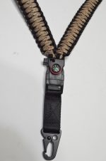DESERT CAMO - Paracord Single Point Tactical Rifle Sling with compass, flint, whistle buckle. - Image 5
