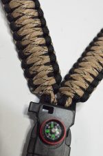 DESERT CAMO - Paracord Single Point Tactical Rifle Sling with compass, flint, whistle buckle. - Image 2