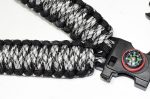 WHITE / BLACK - Paracord Single Point Tactical Rifle Sling with compass, flint, whistle buckle. - Image 2