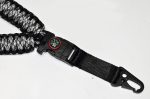 WHITE / BLACK - Paracord Single Point Tactical Rifle Sling with compass, flint, whistle buckle. - Image 7